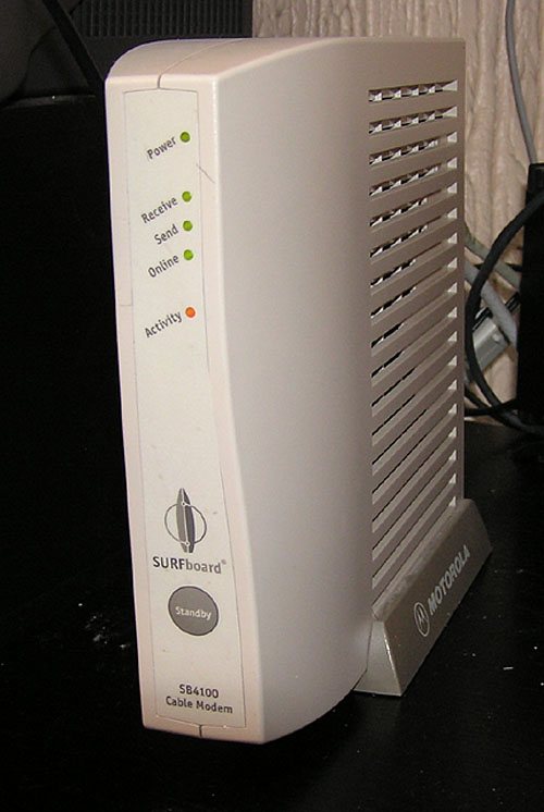 An early cable modem, the kind that connected Excite@Home subscribers to broadband internet