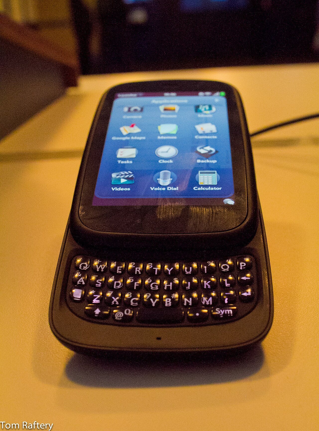 An HP Pre 3 smartphone running HP webOS, the software HP acquired when it bought Palm