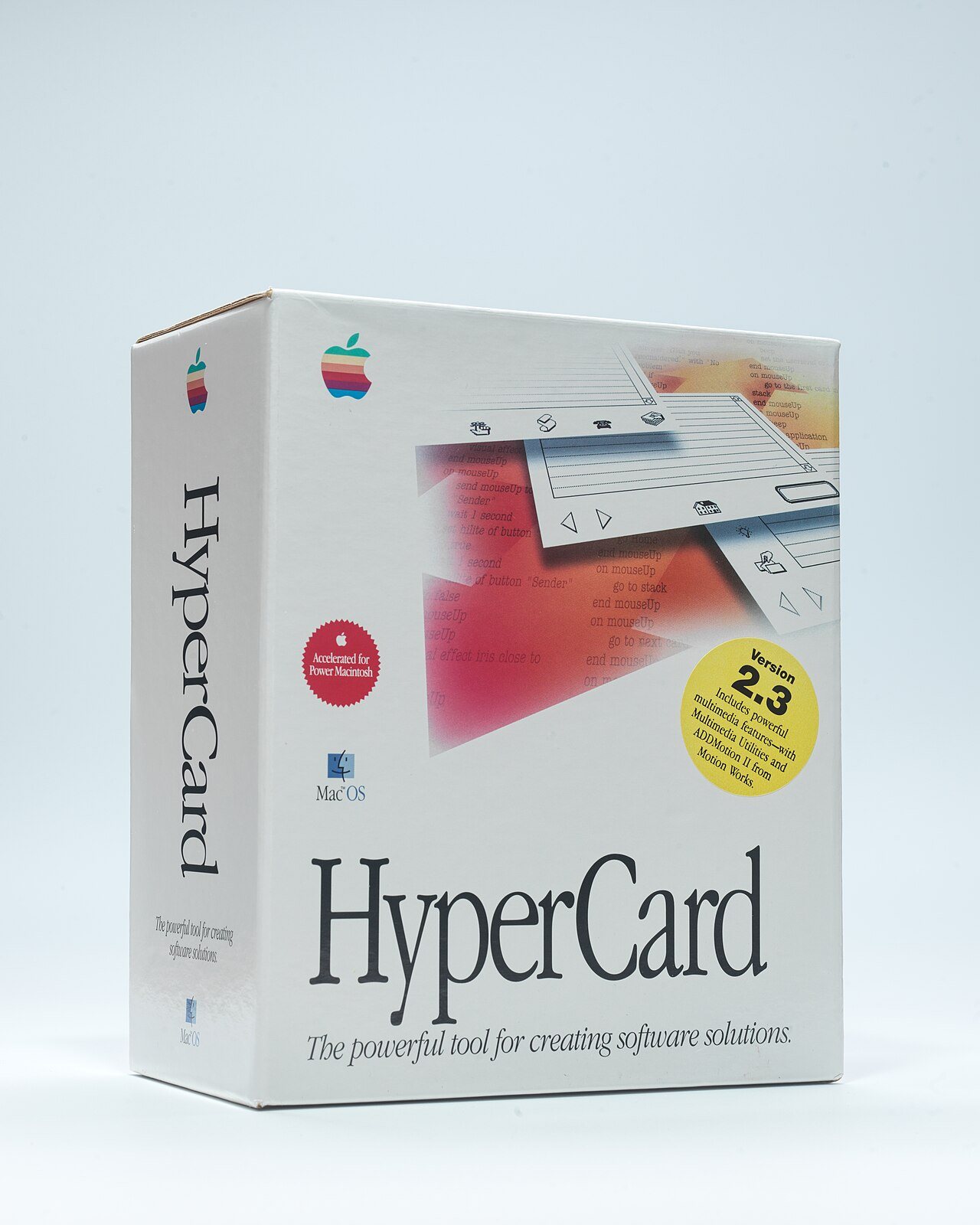 A boxed retail copy of Apple HyperCard version 2.3 in its original packaging