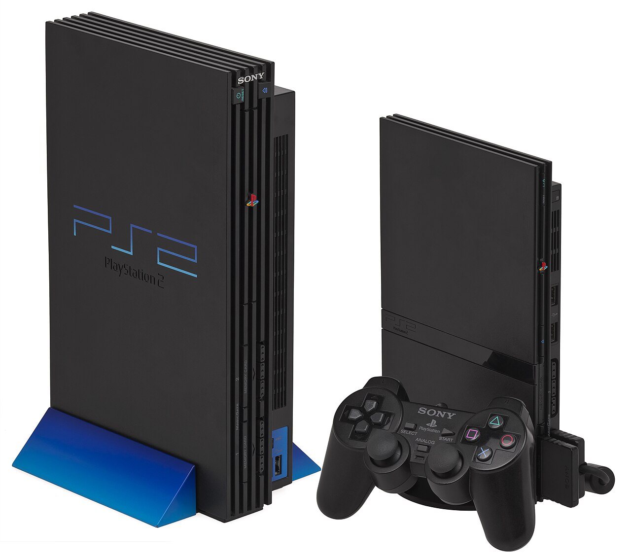 PlayStation 2 console models shown side by side