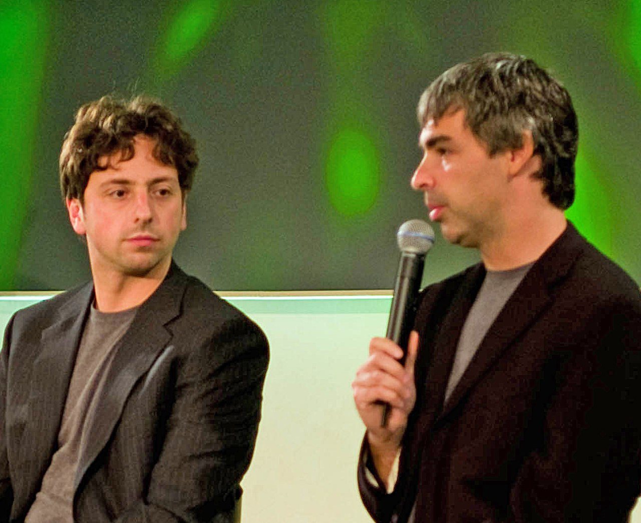 Eric Schmidt, Sergey Brin and Larry Page of Google