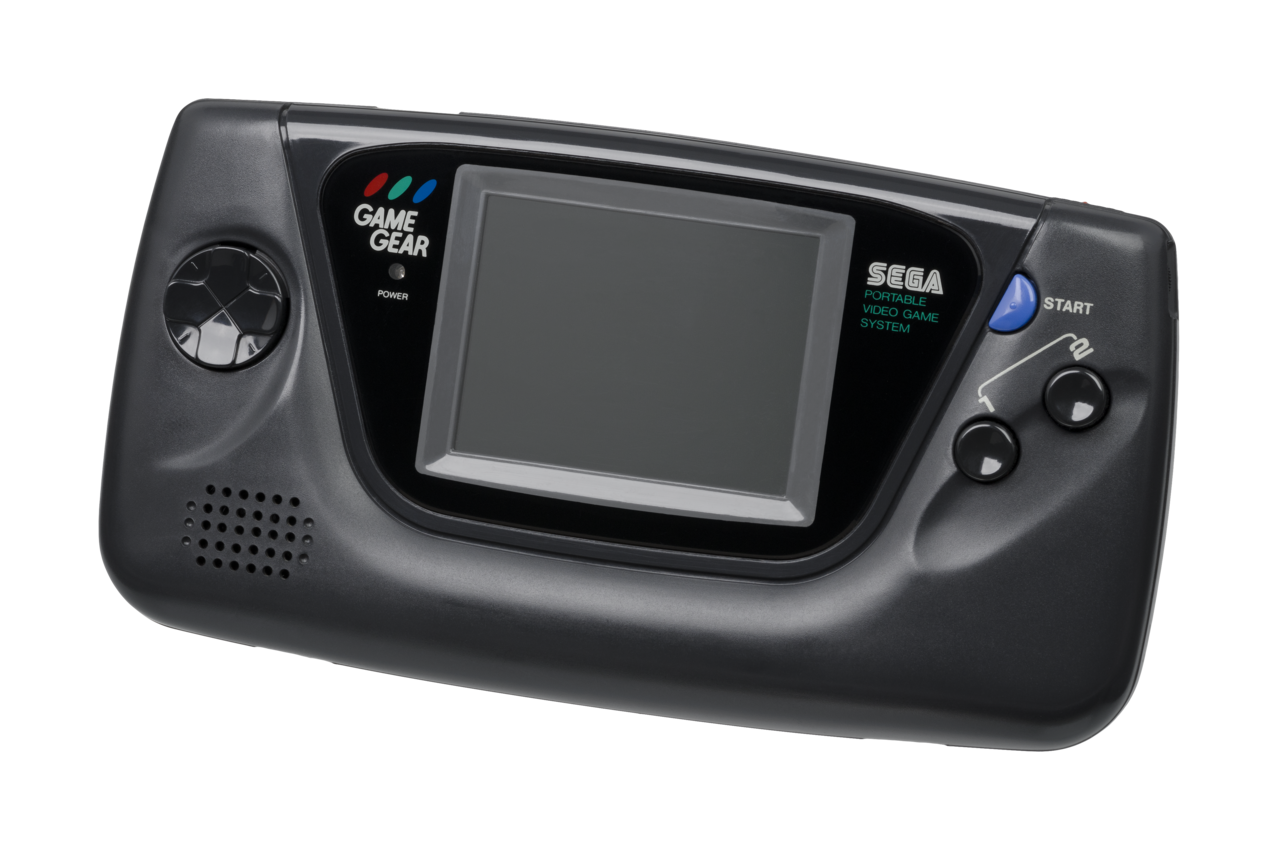 Sega Game Gear handheld console with its landscape backlit color screen