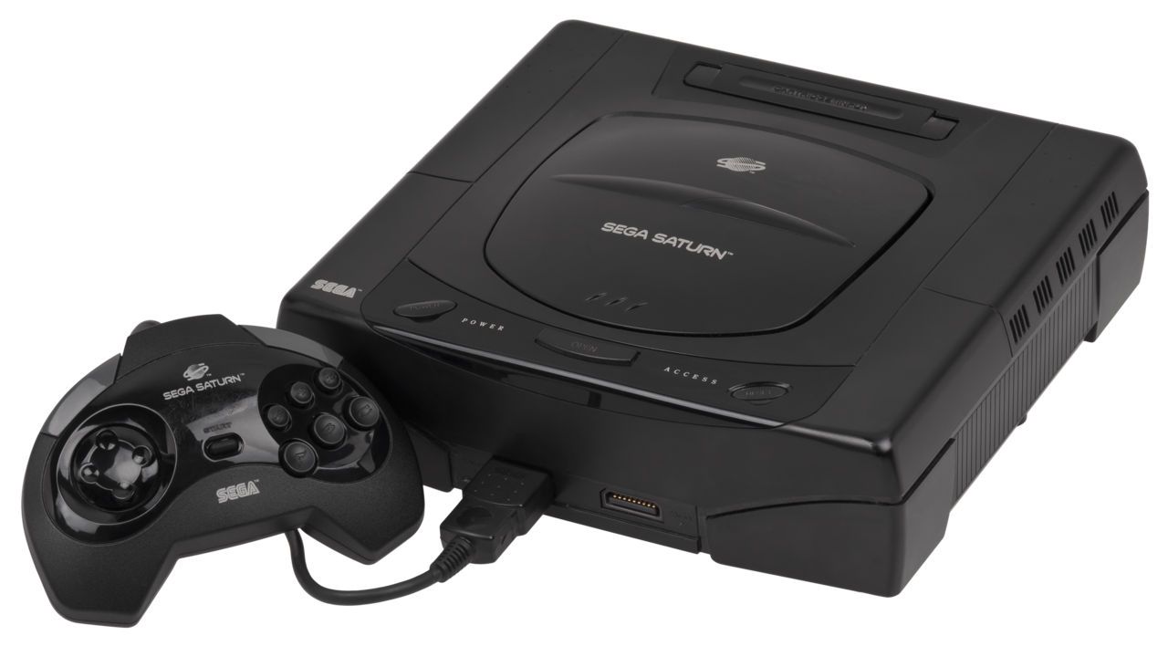 Sega Saturn console with controller, the Mk1 North American model