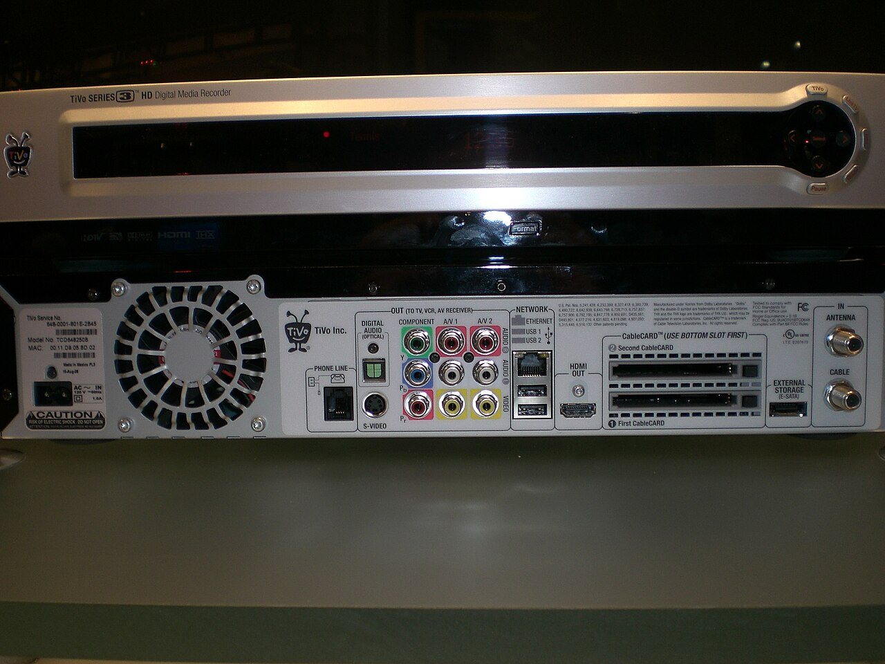 A TiVo Series 3 HD digital video recorder, the model that brought high-definition recording to TiVo owners